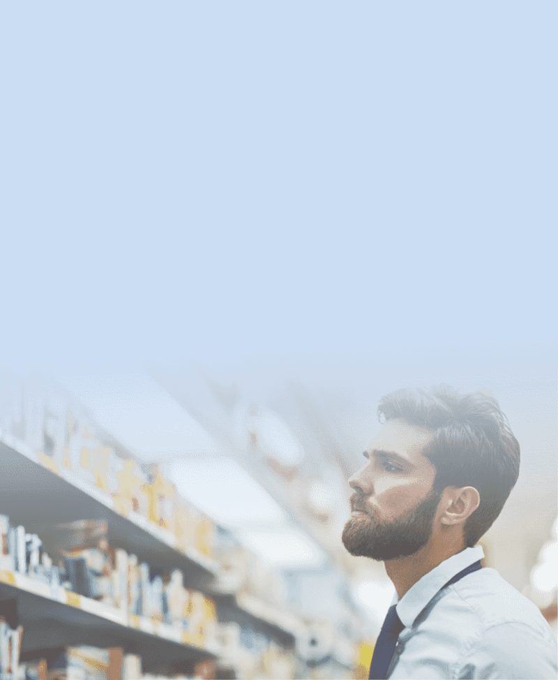 Serious thoughtful man with beard, in his mid thirties 
